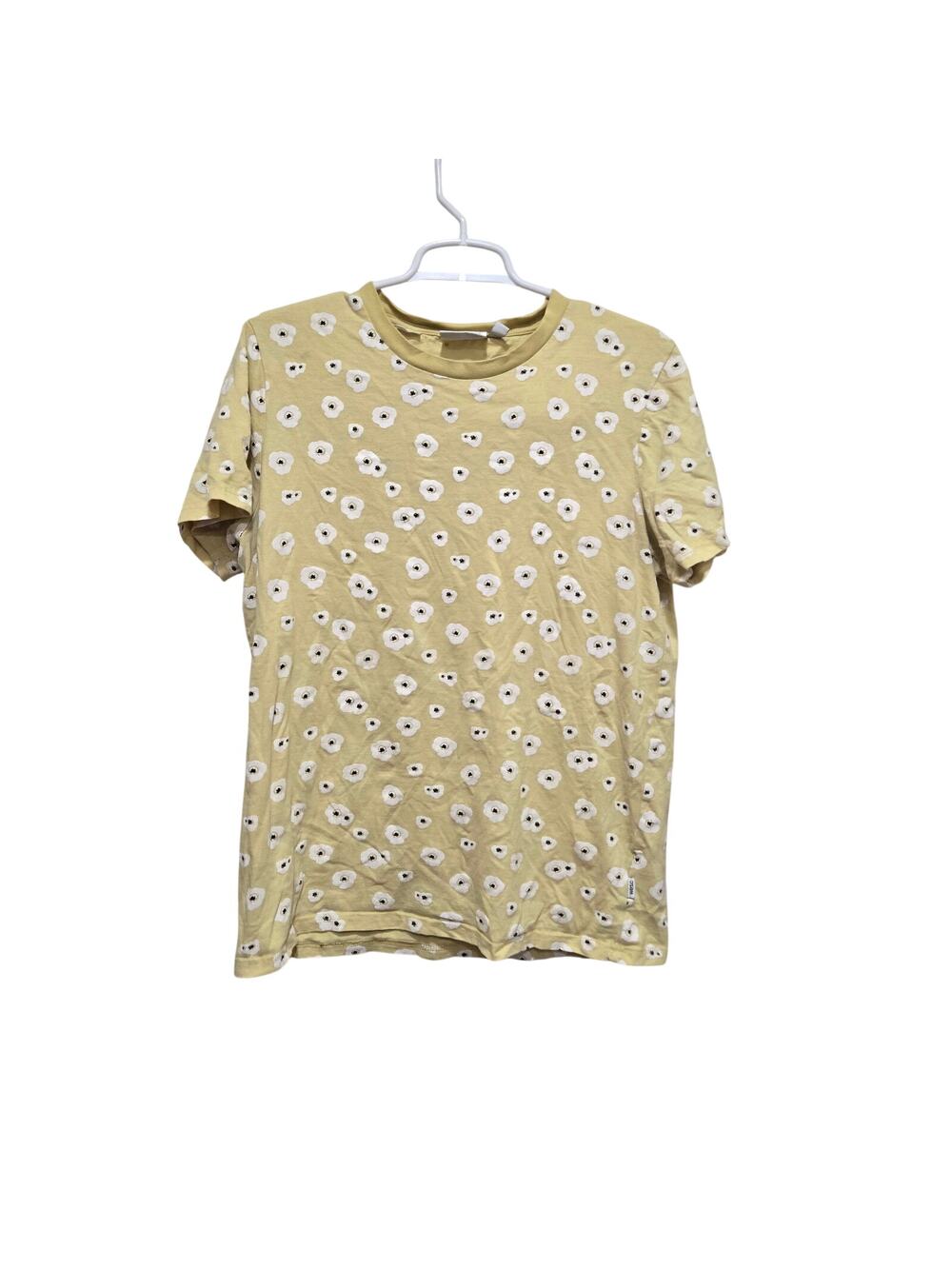 WESC Max Poppies Floral Print Tee Yellow Cotton T-Shirt Womens Large